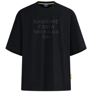 [重磅T]Navigare意大利小帆船黑色圆领T恤男2026夏季纯棉短袖体恤