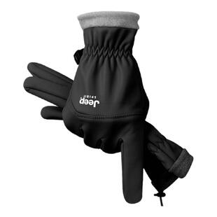 Jeep保暖手套男秋冬季骑车外卖自行车防风御寒骑行加厚仿皮手套女