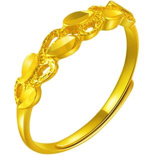 明牌珠宝黄金戒指 金枝玉叶足金时尚活口女戒指 AFM0029 金戒指