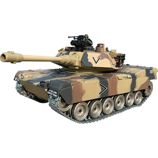 美国M1A2遥控坦克可开炮充电金属履带式冒烟合金模型男孩玩具车