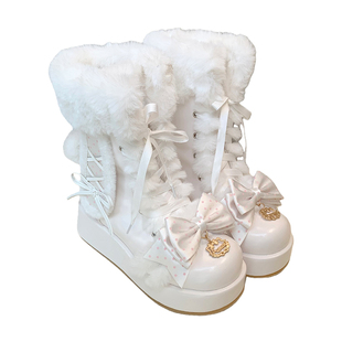 现现【樱雪兔耳】圆头加绒加厚可爱甜美少女lolita冬靴子