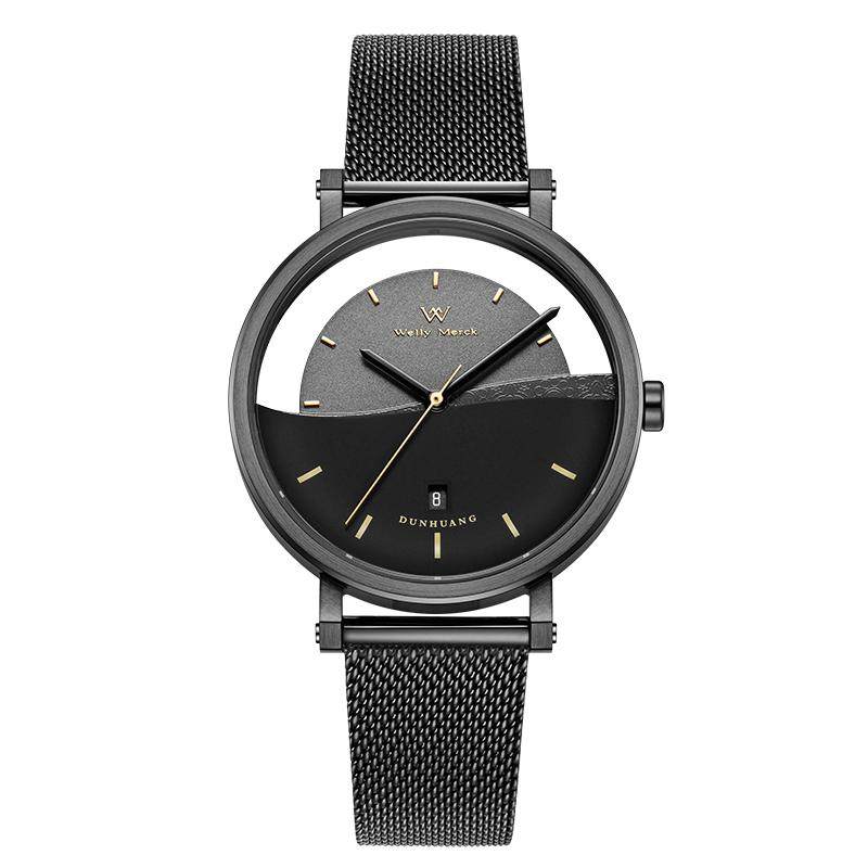 威利默克男士手表男款2025新款石英男表品牌学生日落正品品牌腕表