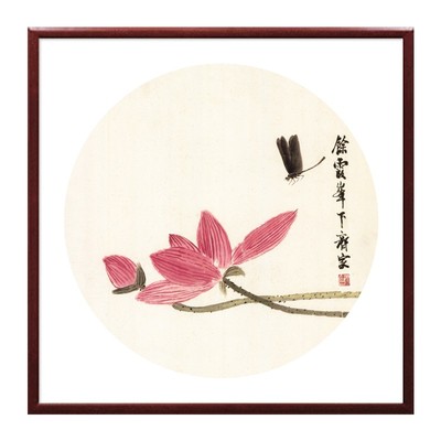 齐白石荷花图餐厅客厅新中式实木