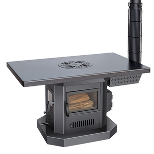 新款三面观火无烟烤火炉烧柴真火餐桌壁炉家用取暖炉气化炉柴火炉