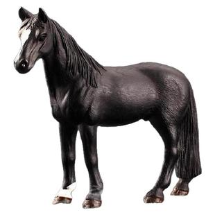 童德实心儿童仿真动物模型玩具汗血宝马阿哈尔捷金马大宛黑马摆件