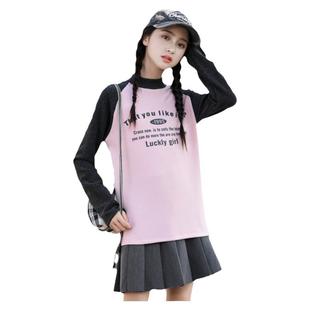 女大童德绒打底衫2025新款冬季初中女孩半高领条纹气质内搭秋冬款