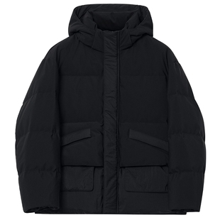 JDV商场同款秋冬新款短款羽绒男装黑色连帽羽绒服男士保暖WDW4561