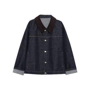 木岸muan罗威牛仔外套定制拼接中古高级牛仔外套女CQ-QX-586118
