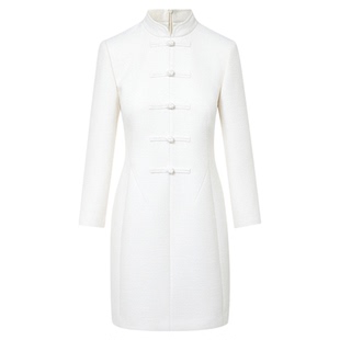 【兰亭叙】朗姿立领收腰盘扣新中式连衣裙优雅通勤风旗袍2025新款