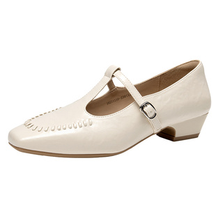 戈美其商场同款玛丽珍小皮鞋女2026新款法式粗跟早春漂亮单鞋女款