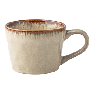 中古风釉下彩简约陶瓷马克杯拉花咖啡杯淡黄色手感舒适家用杯微瑕