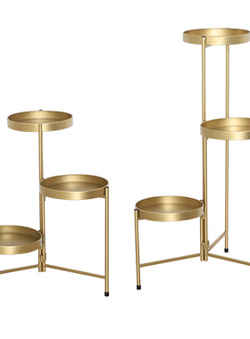 北欧金色铁艺花架室内绿萝折叠