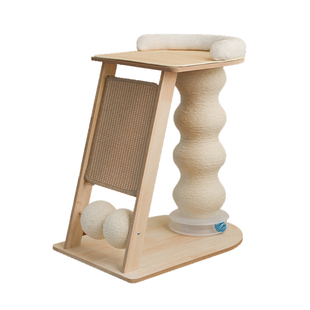 元気喵丨实木立式猫抓板剑麻猫窝爬架一体猫抓柱猫玩具不占地跳台
