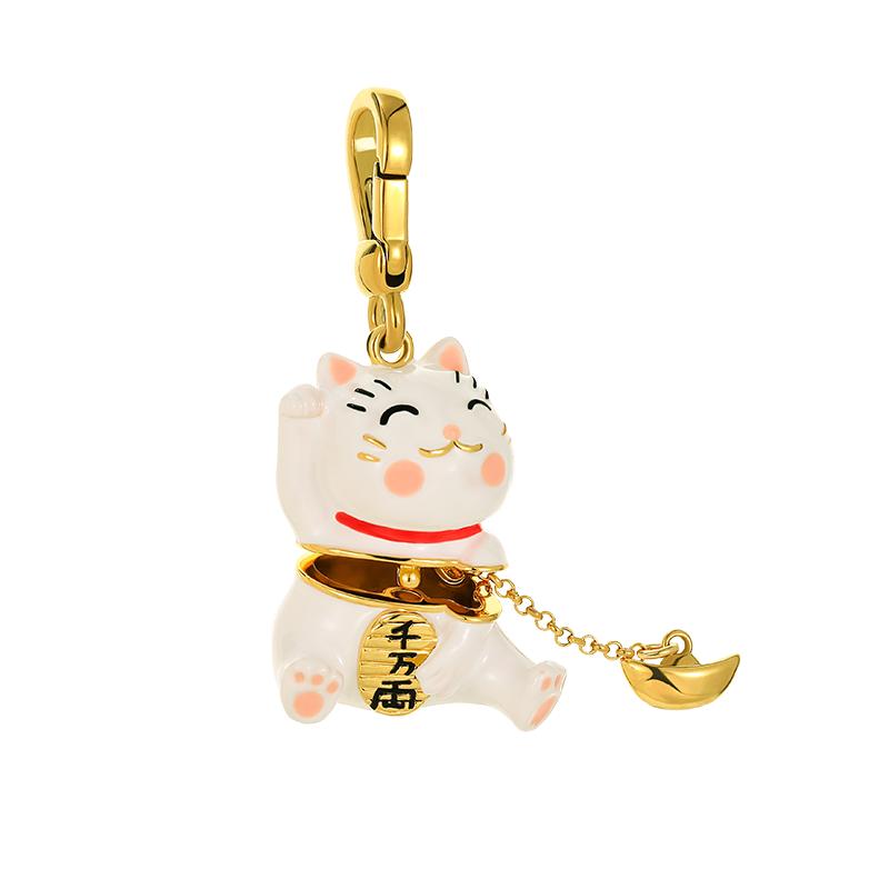 可爱招财猫金元宝吊坠项链