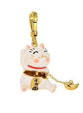可爱招财猫金元宝吊坠项链