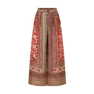 Into The East己印亚麻定位印花长裤