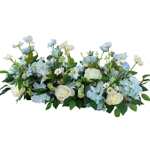 餐厅长桌桌花摆花商务会议桌桌面装饰台花宴会布置餐桌仿真花摆件