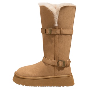 厚底长筒雪地靴女款2025新款冬季鞋子加厚保暖加绒棉鞋高筒雪地鞋