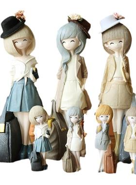 摆设卡哇伊姑娘树脂时尚风摆件