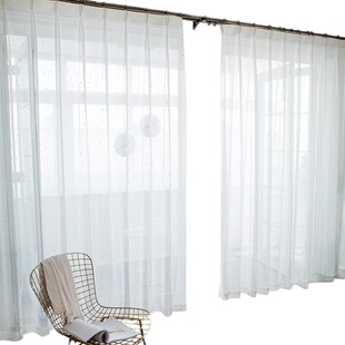 窗纱纱帘客厅透光不透人阳台飘窗粉人奢华绣花遮免卧室打孔魔术贴