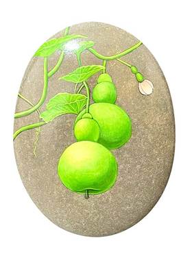 石头摆件中式办公室手绘饰品