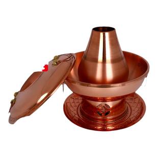 老北京铜火锅燃环保油铜锅商用家用鸳鸯锅酒精铜火锅老式紫铜炉锅