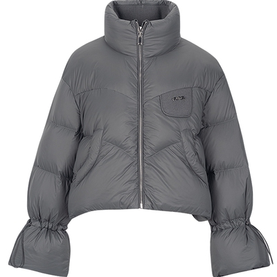 【90绒】灰色羽绒服女短款冬季外套kbne秋冬新款小个子派克面包服