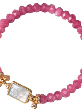 粉碧玺水晶手链女款撞色招正缘