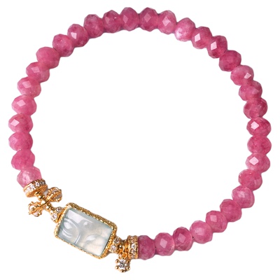 母亲节送妈妈粉碧玺手串水晶手链