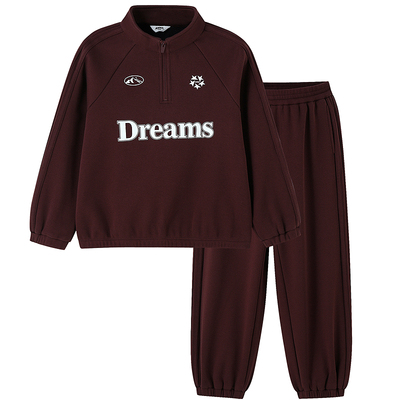 安奈儿童装男童女童卫衣裤子套装2025冬新款加绒保暖宽松厚款弹力