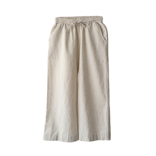 棉麻裤子女2026夏季薄款文艺百搭显瘦松紧腰亚麻休闲裤直筒九分裤