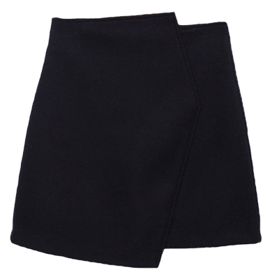 秋冬包臀裙短裙不规则呢子毛呢