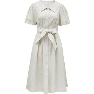 【ONLY奥莱】秋冬气质百搭中长款A字收腰衬衫连衣裙女