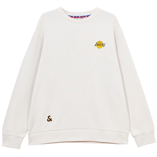 杰克琼斯男装25年新NBA联名湖人队篮球舒适圆领刺绣卫衣长袖春季