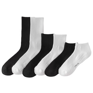 男士中筒袜子毛巾底纯棉透气长筒运动袜吸汗防臭黑白高帮篮球袜男