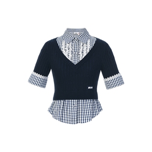 【IVE LIZ同款】lefame拉飞姆V领智感针织上衣外套短袖T恤女