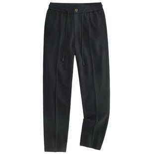 汉絮时尚松弛感四面弹针织休闲裤子男款秋季商务通勤锥形直筒长裤