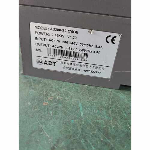 议价澳地特变频器0.75KWAD200S2R75GB成色看维修
