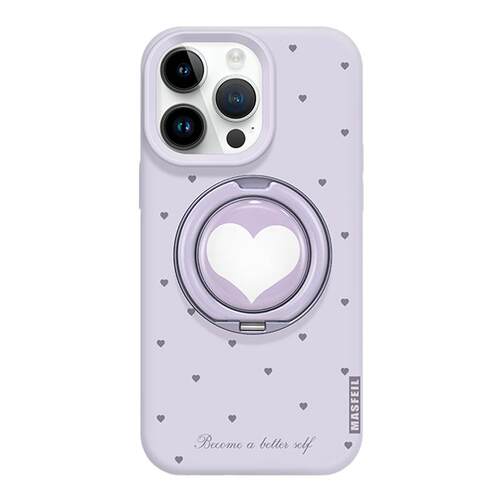 MASFEIL ×紫色小爱心适用苹果17Promax手机壳新款15带支架iPhone16Pro保护套Eo1支点液态硅胶13pm全包高级感