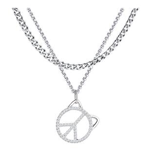 【郑伟同款】和猫反战项链潮酷时尚吊坠男嘻哈叠戴女小众毛衣链