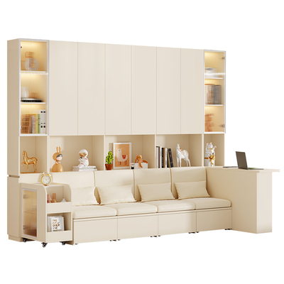 奶油风客厅卡座沙发收纳柜