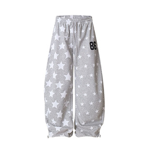 美式复古高街抽绳运动卫裤男女宽松休闲慵懒感阔腿爵士舞jazz裤子