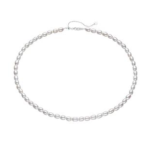 黛米珠宝 觅菡 3-4mm白色淡水小米珠珍珠项链锁骨链S925银颈链SSS