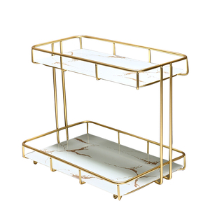 轻奢卫生间洗手洗漱台面置物架浴室厕所桌面梳化妆用品双层收纳盒