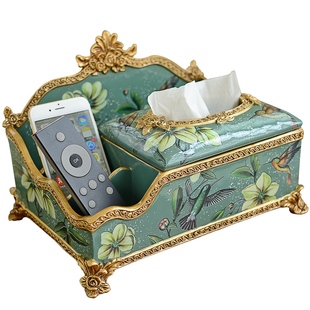 多功能抽纸盒美式客厅家用茶几摆件遥控器收纳盒欧式餐巾纸纸巾盒