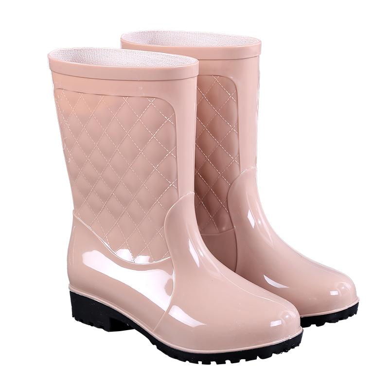 雨鞋女中筒加绒雨靴时尚新款防水鞋女士防滑中筒胶鞋保高成年套鞋
