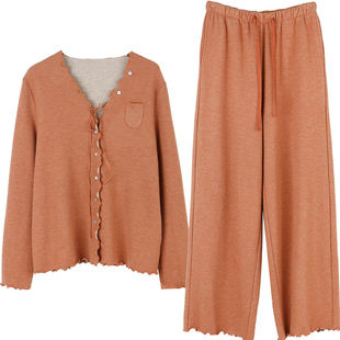 朵朵可可睡衣女秋冬新款木耳边暖阳绒薄绒德绒弹力长袖家居服套装