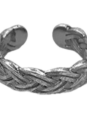 欧美风潮牌百搭双线麻花钛钢戒指