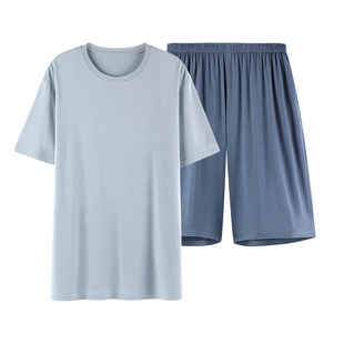 莫代尔睡衣男款冰丝夏季短袖套头薄款大码2025年新家居服套装男士