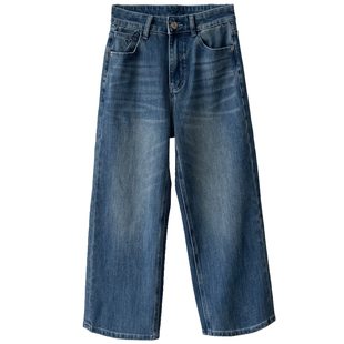 四面弹高腰显瘦直筒牛仔裤女春季2026新款裤子小个子九分裤直筒裤